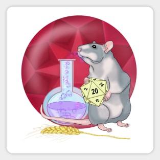 Rat with a magic potion and red crystal. D20 Magnet